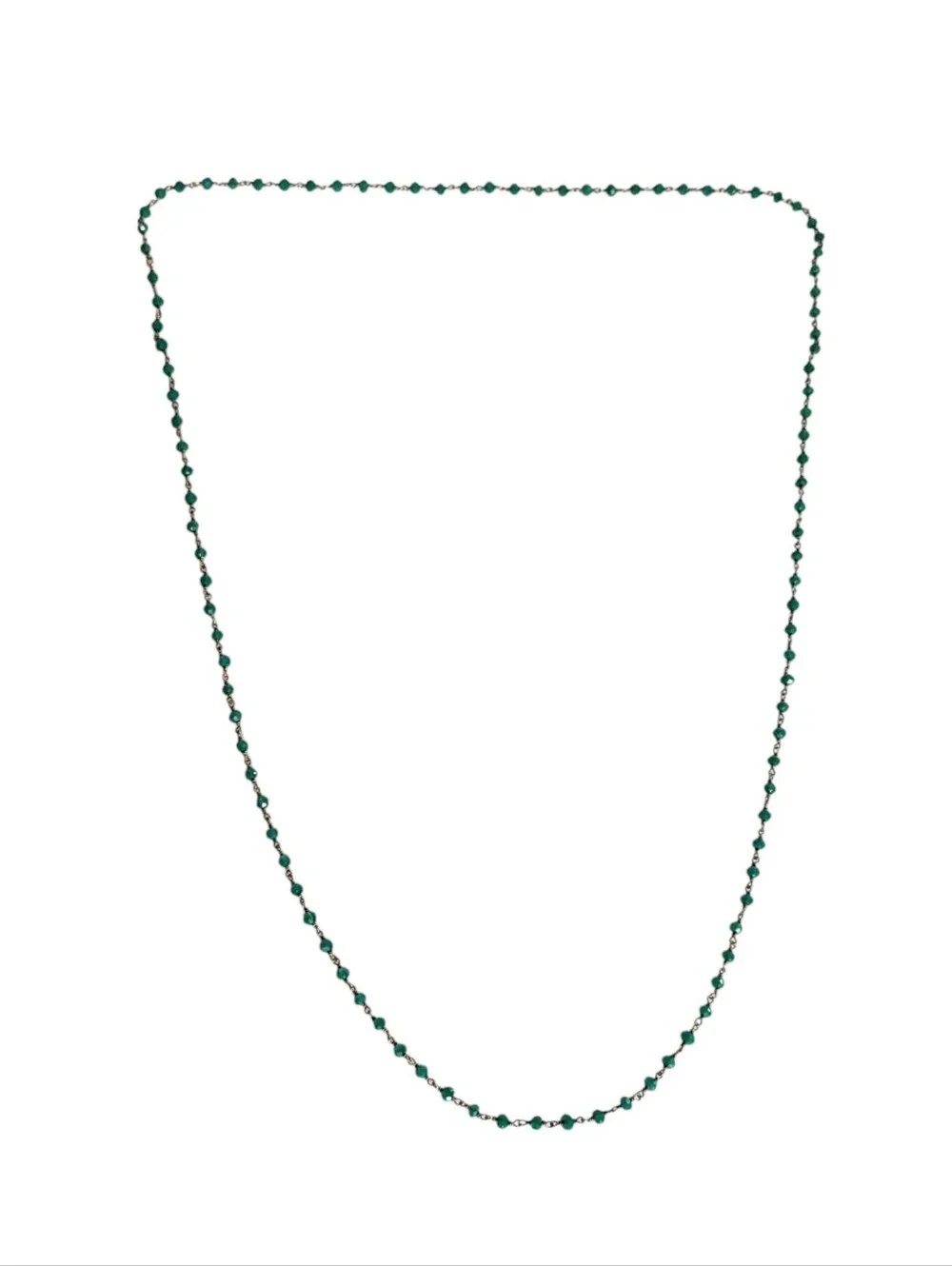 Gold Necklace With Green Beads